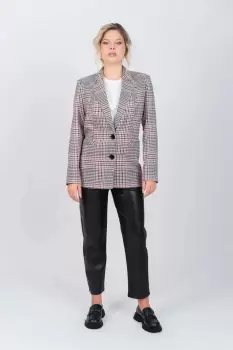 Sacou in carouri cu nunate de alb negru si roz imagine