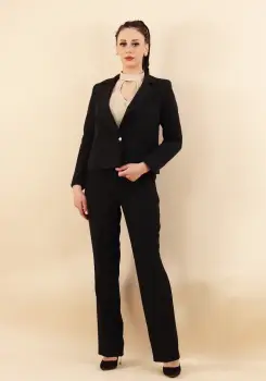 Sacou negru scurt cu inchidere un nasture imagine