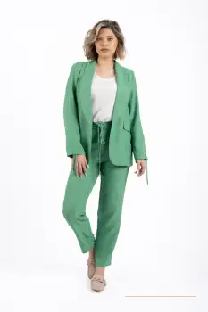 Sacou verde din vascoza cu snur la maneci imagine