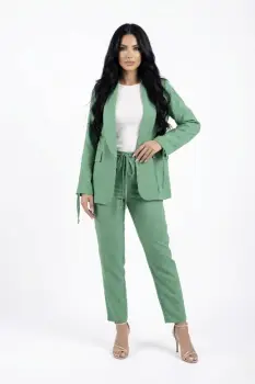 Sacou verde din vascoza cu snur la maneci imagine