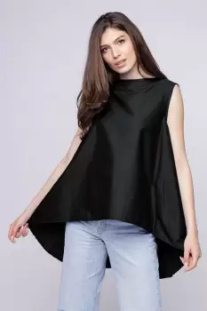 Bluza ampla neagra, din poplin de bumbac imagine