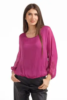 Bluza dama eleganta si lejera din matase si vascoza, magenta imagine