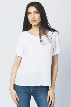 Bluza din in alba cu nasturi pe spate imagine