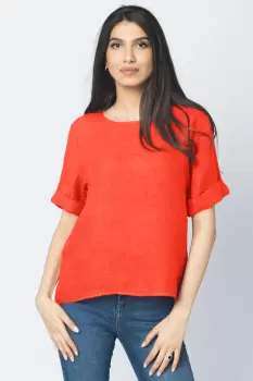 Bluza din in corai cu nasturi pe spate imagine