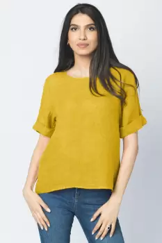 Bluza din in galben mustar cu nasturi pe spate imagine