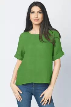 Bluza din in verde olive cu nasturi pe spate imagine