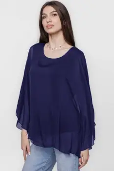 Bluza din matase naturala cu maneca clopot, verde inchis - Copie imagine