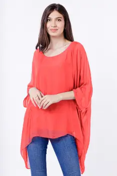 Bluza din matase naturala in colturi, corai imagine