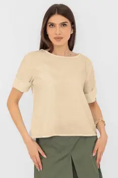 Bluza din poplin de bumbac cu nasturi pe spate imagine