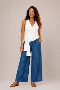 Bluza fara maneci din in, petrecuta, alba imagine