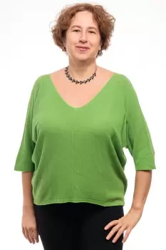 Bluza fin tricotata cu maneca fluture 3 4, verde imagine