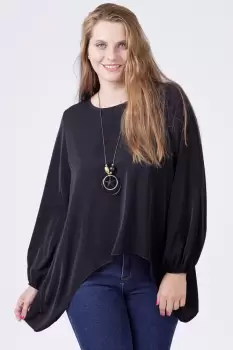 Bluza in colturi neagra, cu colier cadou imagine