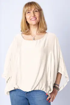 Bluza ivory din matase naturala cu maneca fluture imagine