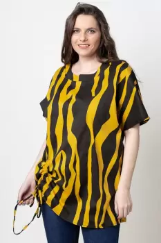 Bluza lunga pentru colanti, din bumbac, galben-negru imagine