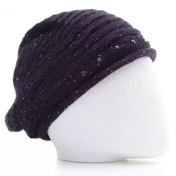 Caciula bleumarin cu fir din lurex si decoratiune strasuri, captusita in interior cu blanita sintetica imagine