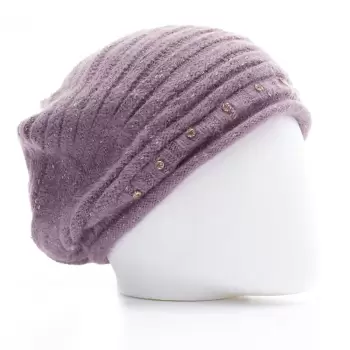 Caciula lila cu fir din lurex si decoratiune strasuri, captusita in interior cu blanita sintetica imagine