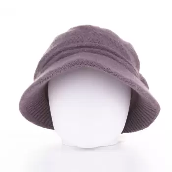 Caciula stil palarie bej moviliu cu bor si decoratiune laterala argintie, captusita in interior imagine