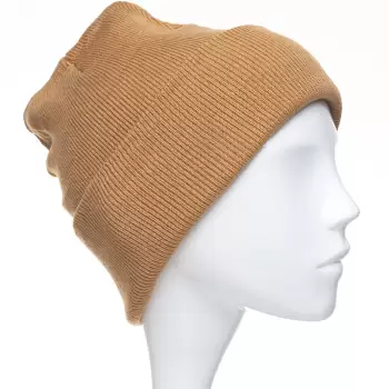 Caciula unisex model clasic tricotat, dublata in interior, camel imagine