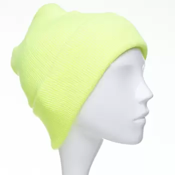 Caciula unisex model clasic tricotat, dublata in interior, galben lime imagine