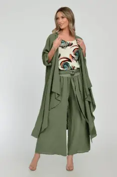 Compleu kaki din in - blazer cu pantaloni - OUTFIT VARA imagine