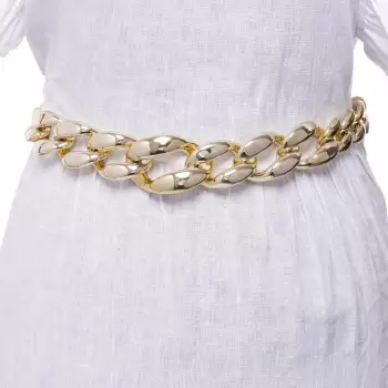 Curea aurie model lant cu zale mari, flexibila cu lant de prelungire imagine