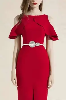 Curea extensibila metalica argintie cu catarama cercuri imagine