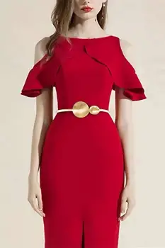 Curea extensibila metalica aurie cu catarama cercuri imagine