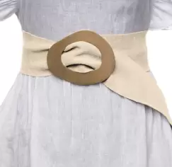 Curea ivory din piele intoarsa naturala cu latime de 8 cm, catarama aurie neregulata imagine