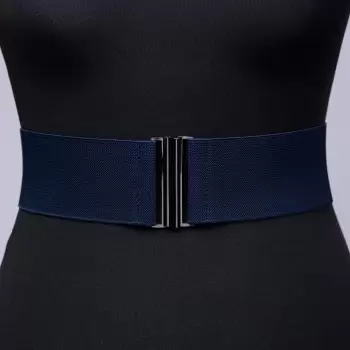 Curea lata bleumarin din material elastic- 6 cm imagine