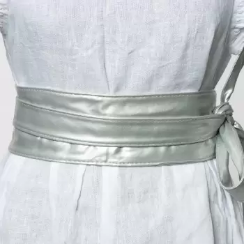 Curea lata de 11 cm petrecuta argintie mata din piele ecologica imagine