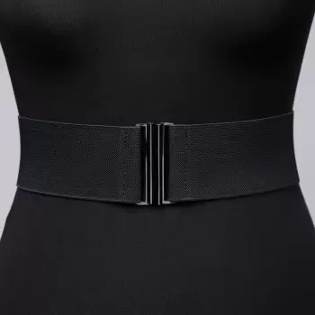 Curea lata neagra din material elastic- 7,5 cm imagine