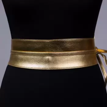 Curea lata petrecuta aurie din piele ecologica imagine