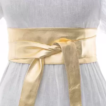 Curea lata petrecuta auriu lucios din piele naturala imagine