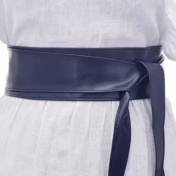 Curea lata petrecuta bleumarin din piele naturala imagine