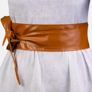 Curea lata petrecuta camel din piele ecologica imagine