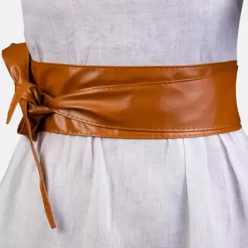 Curea lata petrecuta camel din piele naturala imagine