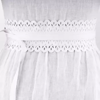 Curea lata petrecuta, din piele ecologica cu model decupat, alba imagine