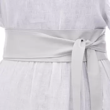 Curea lata petrecuta gri deschis din piele ecologica imagine