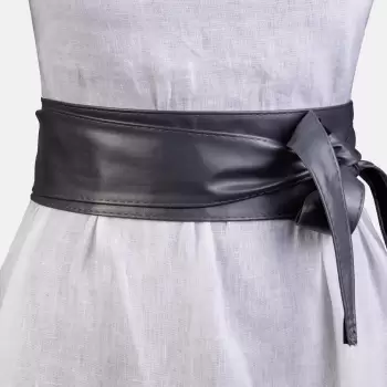 Curea lata petrecuta gri din piele ecologica imagine