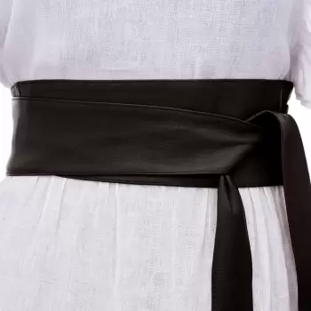 Curea lata petrecuta maron inchis din piele naturala imagine