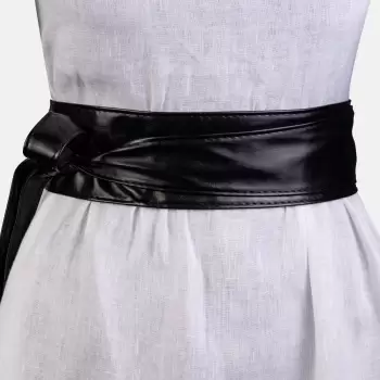 Curea lata petrecuta neagra din piele naturala imagine