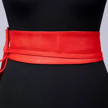 Curea lata petrecuta rosu din piele ecologica imagine