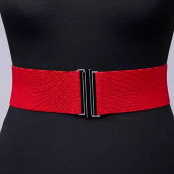 Curea lata rosie din material elastic - 7,5 cm imagine