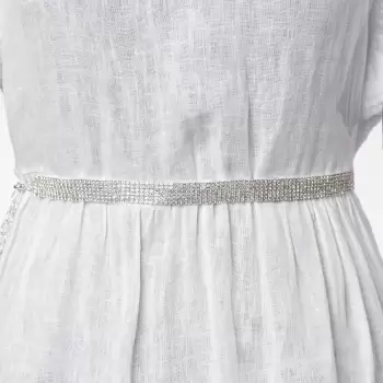 Curea metalica argintie cu strasuri albe de 1.5 cm, flexibila imagine