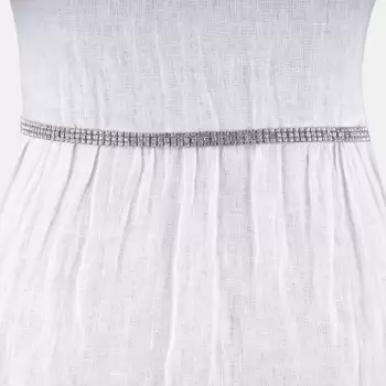 Curea metalica argintie cu strasuri albe, flexibila imagine