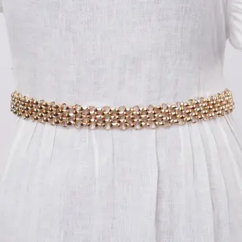 Curea metalica aurie 2.5 cm, impletitura flexibila imagine