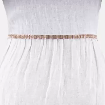 Curea metalica aurie cu strasuri albe, flexibila imagine