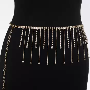 Curea metalica aurie cu strasuri albe si elemente inegale decarative imagine