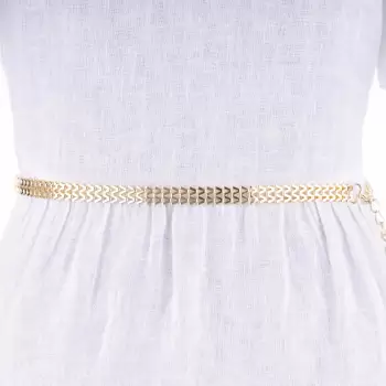 Curea metalica aurie cu zale in forma geometrica, flexibila imagine