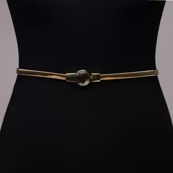 Curea metalica catarama rotunda aurie imagine